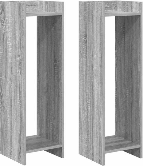 vidaXL Wooden Gray Plant Towers 30x30x100cm 2 Pieces