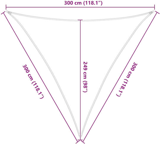 vidaXL Triangle Shade Sail Yellow with PU Coating 3m
