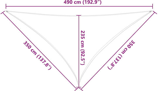 vidaXL Триъгълен Shade Sail Бял с PU Покритие 3.5x4.9x4.9м