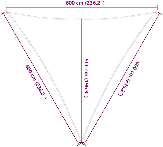vidaXL Triangle Shade Sail White with PU Coating 6m