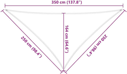vidaXL Triangle Shade Sail Yellow with PU Coating 2.5x3.5x3.5m