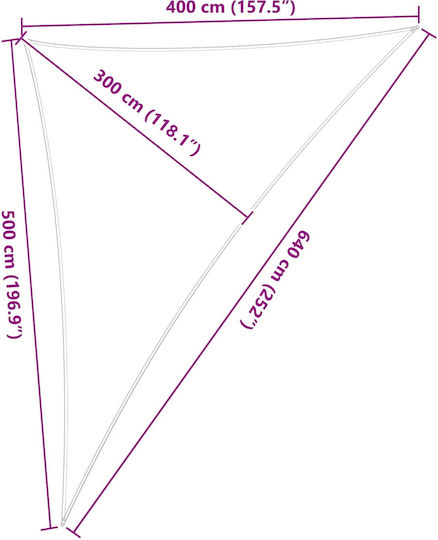 vidaXL Triangle Mesh Shade Fabric Orange with PU Coating 5x6.4x6.4m
