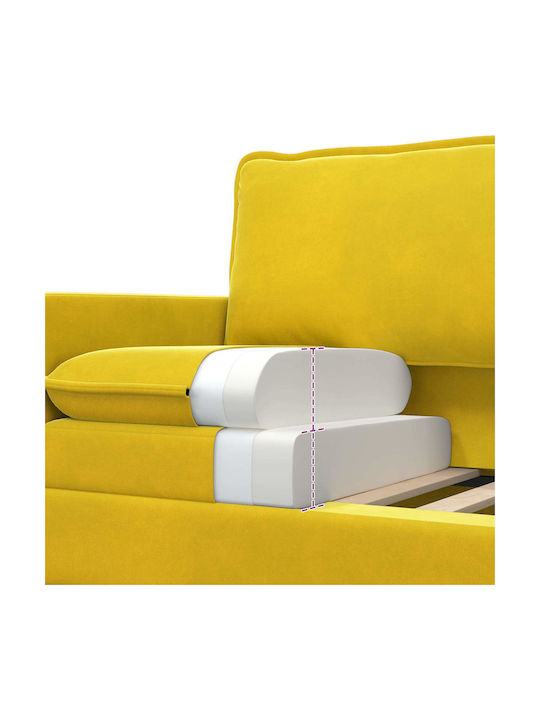 Two-Seater Velvet Yellow Couch 196x81x87.5cm