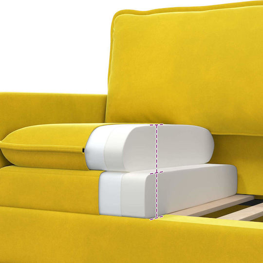 Two-Seater Velvet Yellow Couch 196x81x87.5cm