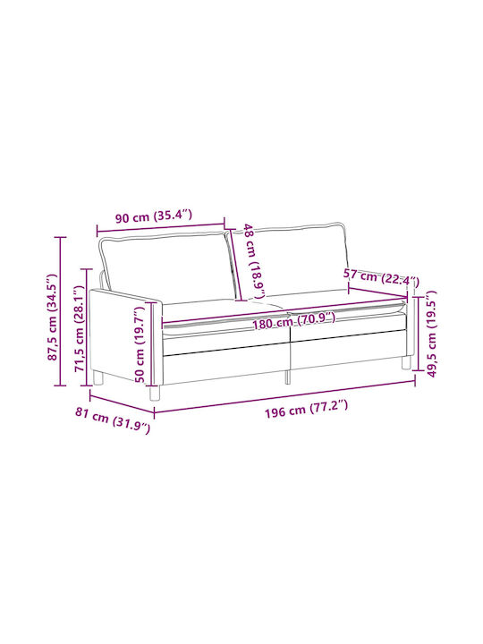 Doppelsitzer Samt Sofa Dunkelgrünes 196x81x87.5cm