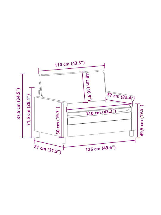 Doppelsitzer Samt Türkis 126x81x87,5cm