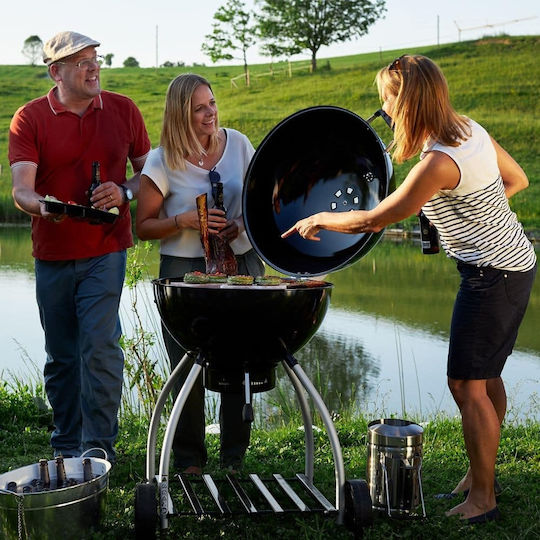 Rosle Rostfreier Stahl Tragbarer Holzkohlegrill Kessel Mit einem Deckel und Thermometer 50x50cm