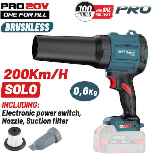 Bormann Pro BBP5442 Handheld Laubbläser mit Batterie 20V Solo mit Maximaler Luftgeschwindigkeit 200 km/h