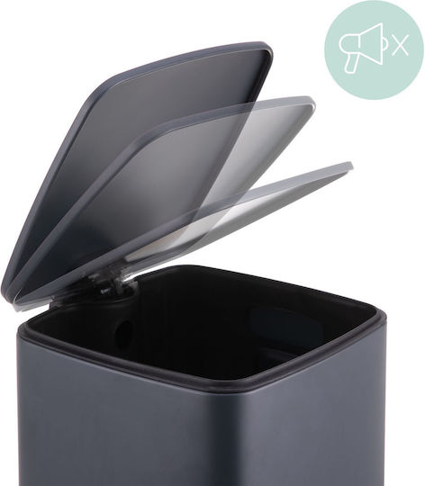 Relaxdays Plastic Waste Bin with Pedal Gray 12lt