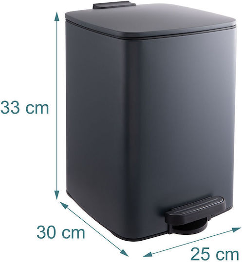 Relaxdays Plastic Waste Bin with Pedal Gray 12lt