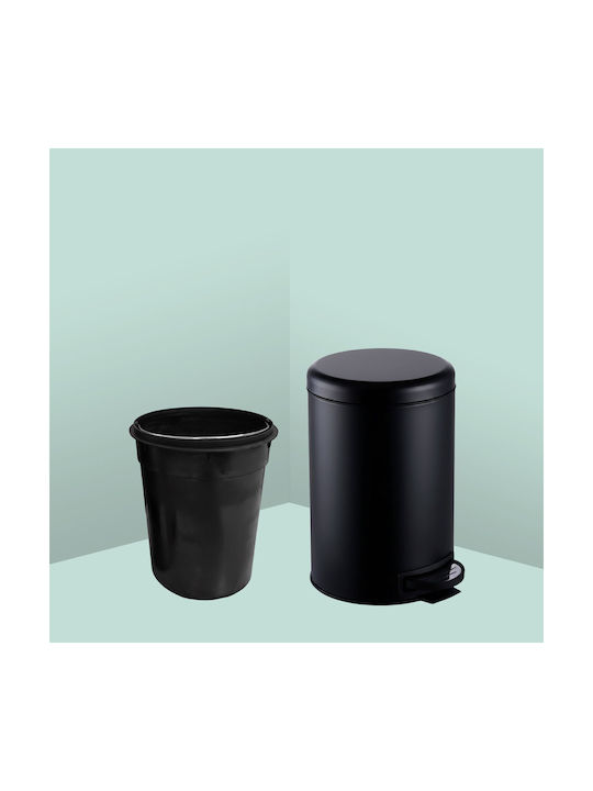 Relaxdays Coș de Gunoi Plastic cu Pedală Negru 12l