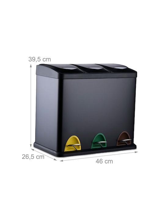 Relaxdays Coș de Gunoi Metalic cu Pedală Negru 24l