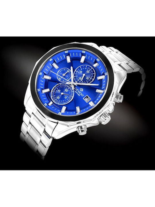 Giewont Men's Watch 46mm Chronograph Battery with Silver Metal Bracelet
