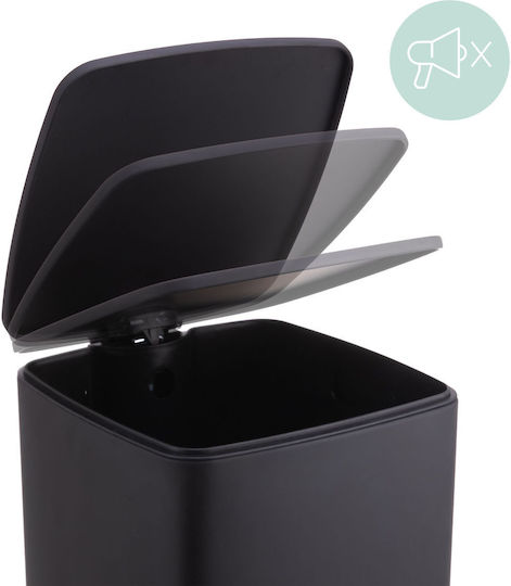 Relaxdays Coș de Gunoi Plastic cu Pedală Negru 30l