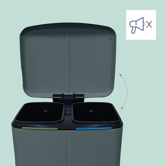 Relaxdays Coș de Reciclare Metalic cu Pedală Gri 40l