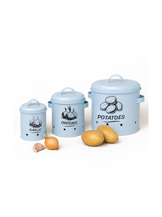 Relaxdays Set of 3 General Use Food Jars with Lid made of Stainless Steel Blue 3 Pieces