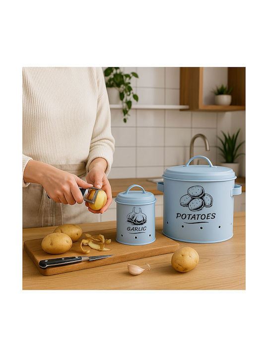 Relaxdays Set of 3 General Use Food Jars with Lid made of Stainless Steel Blue 3 Pieces