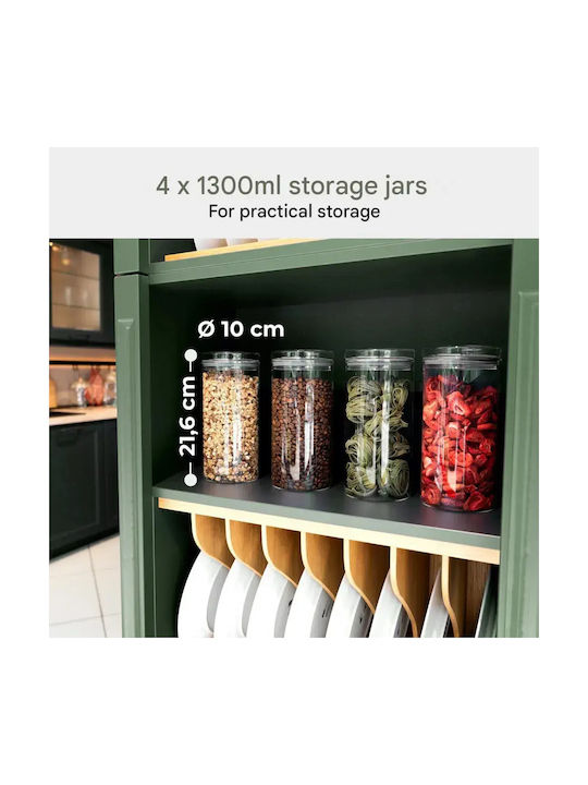 CLASSBACH Set 4 Bucăți Vaze Pentru Paste / Ceai / Cafea Cu Capac Sticlă Transparentă 1300ml 4 Bucăți