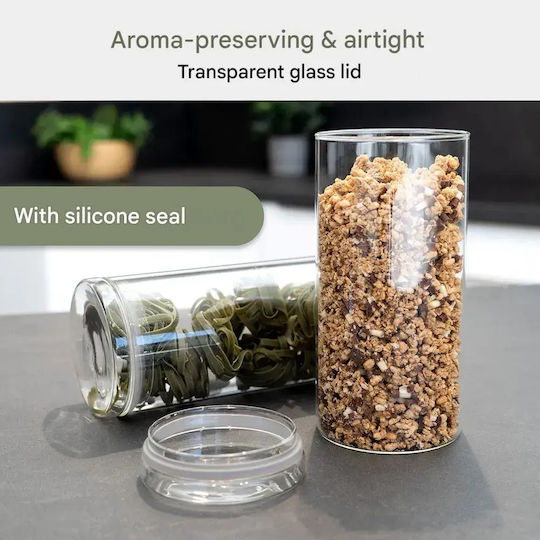 CLASSBACH Set of 6 Glass Transparent Food Jars for Cereals Coffee Pasta Tea with Lid 600ml 6 Pieces