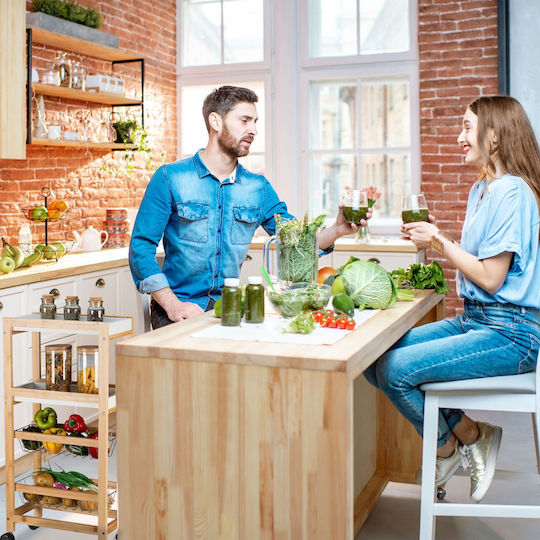 Relaxdays Τρόλεϊ Κουζίνας Μεταλλικό 3 Θέσεων Καφέ 40x22x83cm