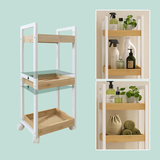 Relaxdays Τρόλεϊ Κουζίνας Μεταλλικό 3 Θέσεων Καφέ 30x20x80cm