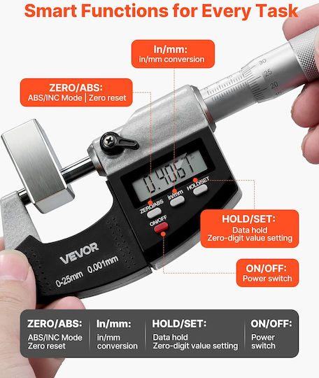 Vevor Digital Micrometer 0-25mm