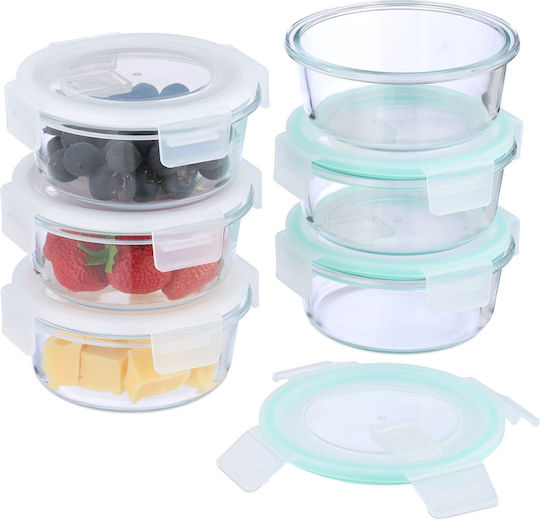 Relaxdays Relaxdays Glas-Mittagsboxen Transparent 6x14cm 6 Stücke