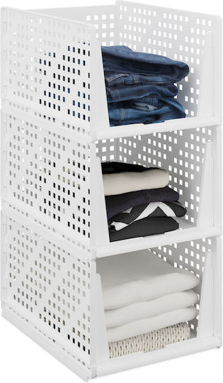 Relaxdays Organizator Plastic Pentru Haine Alb 24.5x33.5x43.5cm 3 Bucăți