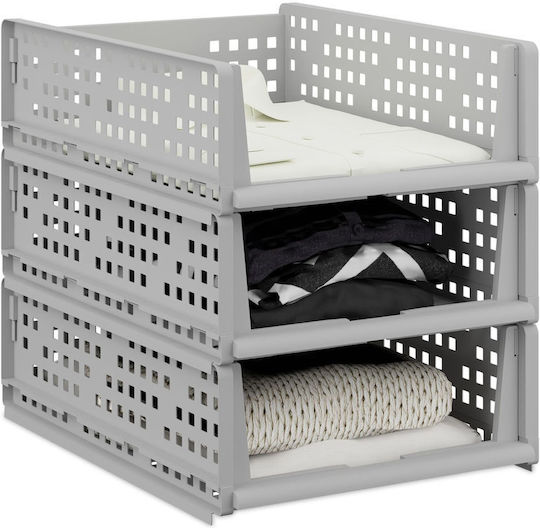 Relaxdays Organizator Plastic Pentru Haine Gri 13x33.5x43.5cm 3 Bucăți