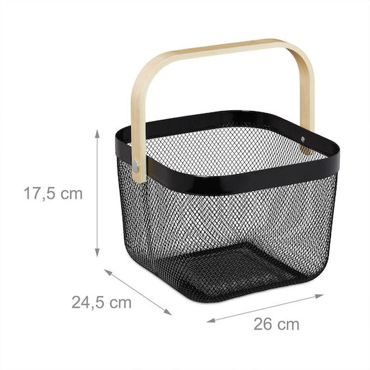 Relaxdays Coș De Depozitare Negru 26x24.5x17.5cm 2 Bucăți