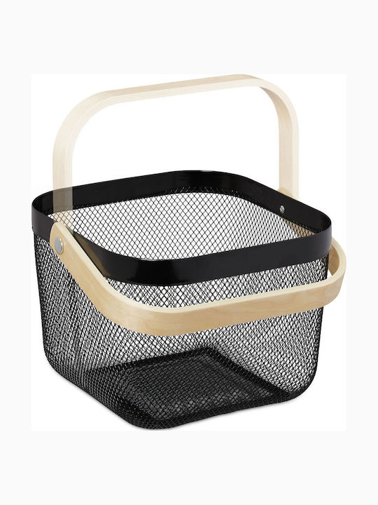 Relaxdays Black Storage Basket 26x24.5x17.5cm 2 Pieces
