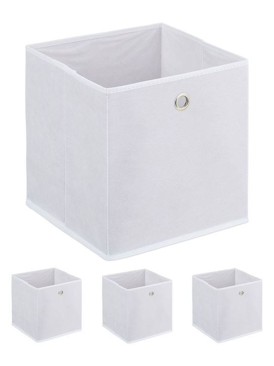 Relaxdays Υφασμάτινο Κουτί Αποθήκευσης Λευκό 30x30x30cm 4τμχ