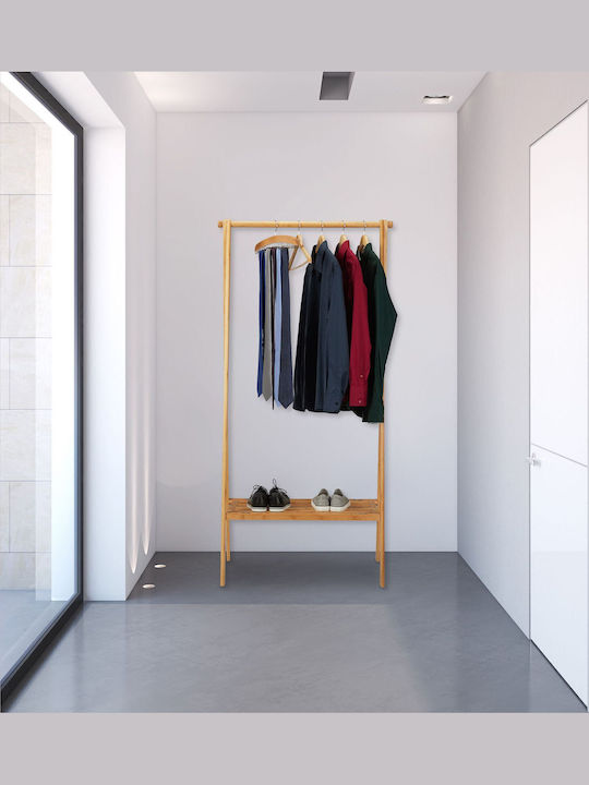 Relaxdays Floor Garment Rack Bamboo Telescopic Brown 170x83cm