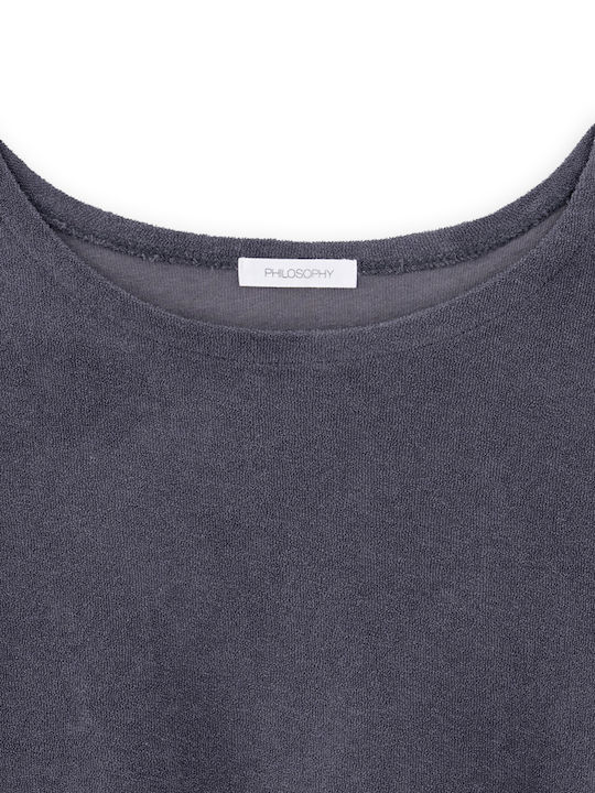 Women's Crop Cotton Sleeveless Gray Top