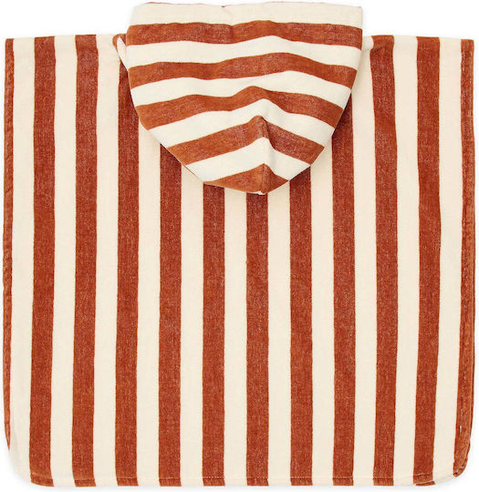 Little Dutch Kid's Beach Poncho Ocean World Brown Stripe One Size