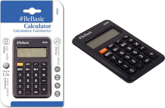 Calculator Bebasic Battery 8 Digits Black 6.0 x 10.0cm S059