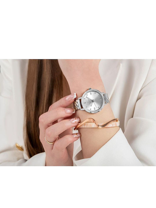 Giewont Womens Battery Watch With Silver Metal Bracelet