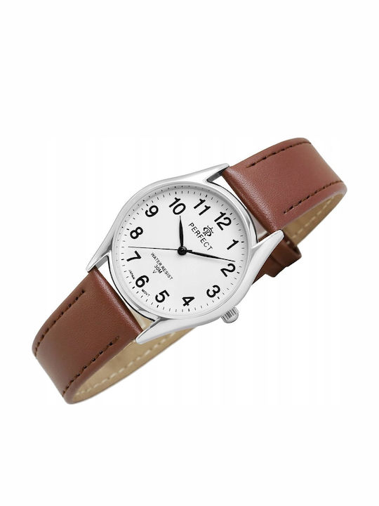 Perfect Womens Watch 34mm Battery With Brown Leather Strap
