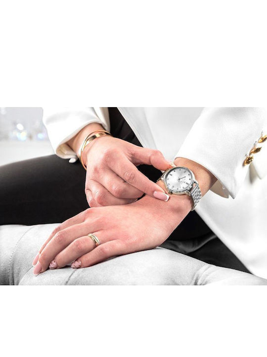 Giewont Womens Battery Watch With Silver Metal Bracelet
