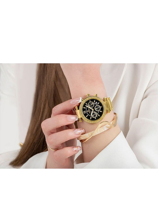 Giewont Womens Chronograph Battery Watch With Gold Metal Bracelet