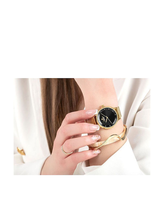 Giewont Womens Battery Watch With Gold Metal Bracelet