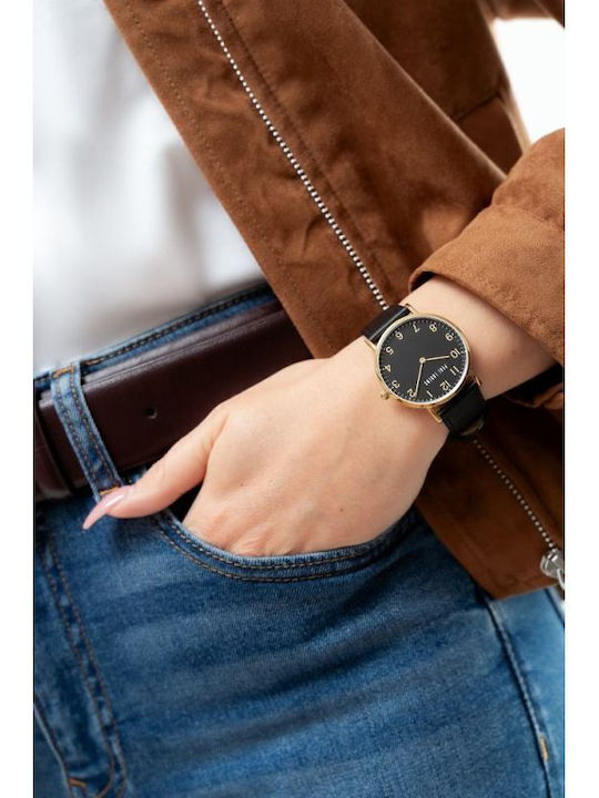 Paul Lorens Womens Watch 45mm Battery With Black Metal Bracelet