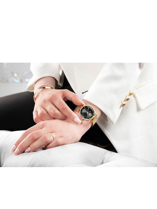 Giewont Womens Battery Watch With Gold Metal Bracelet