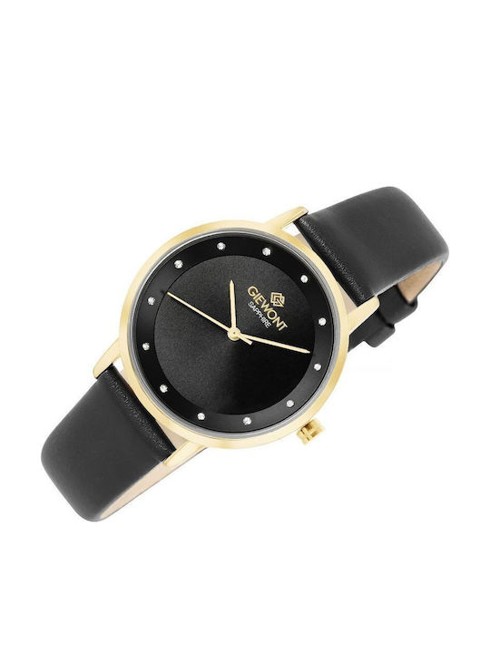 Giewont Womens Watch 34mm Battery With Gold Leather Strap