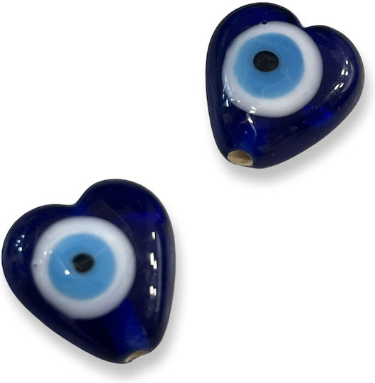 Blaue Matohantresse Herz 22x20mm Loch 2,2mm Nazar 6 Stück