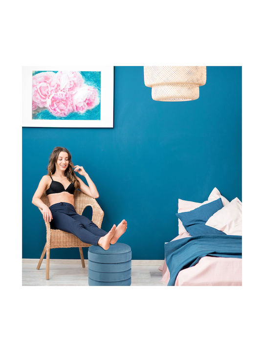 Living Room Stool With Storage Space Upholstered In Velvet Blue