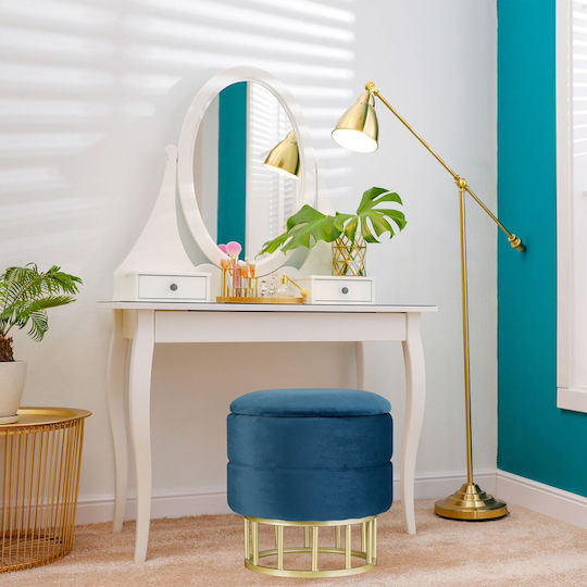 Living Room Stool With Storage Space Wooden Blue 40x40x40cm
