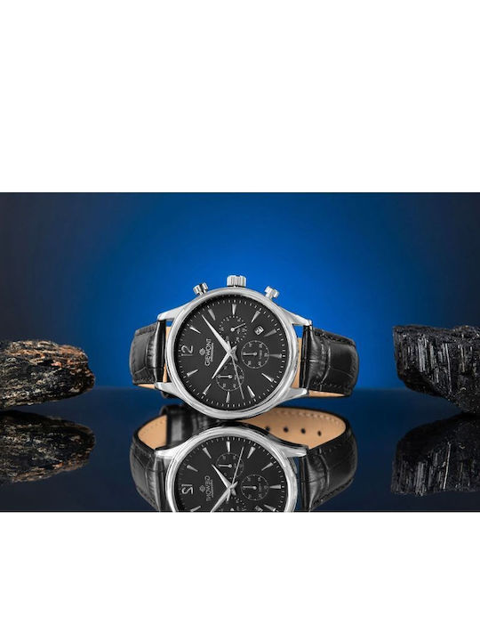 Men's Watch 42mm Battery Chronograph with Black Leather Strap