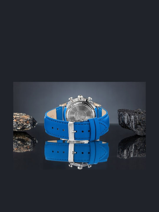 Giewont Men's Watch 42mm Chronograph Battery with Blue Leather Strap