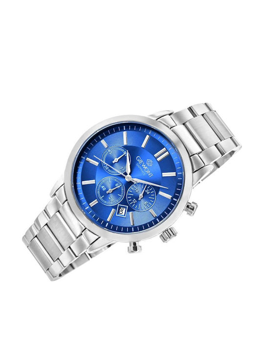 Giewont Herrenuhr 44mm Chronograph Batterie mit Silber Metall-Armband
